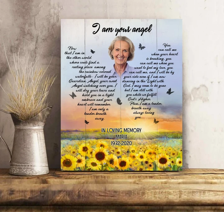 Custom Photo And Name Gift For Grandma Matte Canvas I Am Your Angel