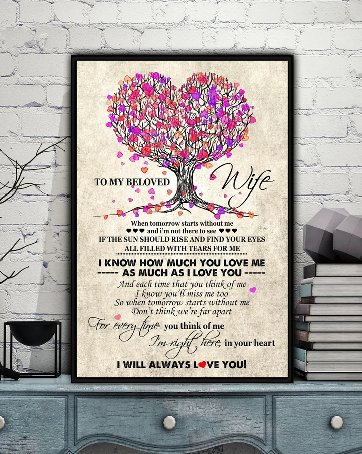 How Much You Love Me Heart Tree Gift For Wife Matte Canvas