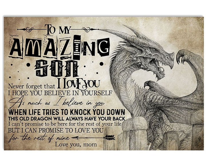 When Life Tries To Knock You Down Dragon Matte Canvas Mom Gift For Son