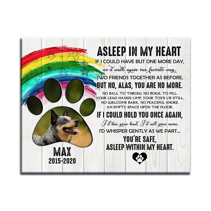 Asleep Within My Heart Gift For Dog Lovers Custom Name And Number And Photo Matte Canvas