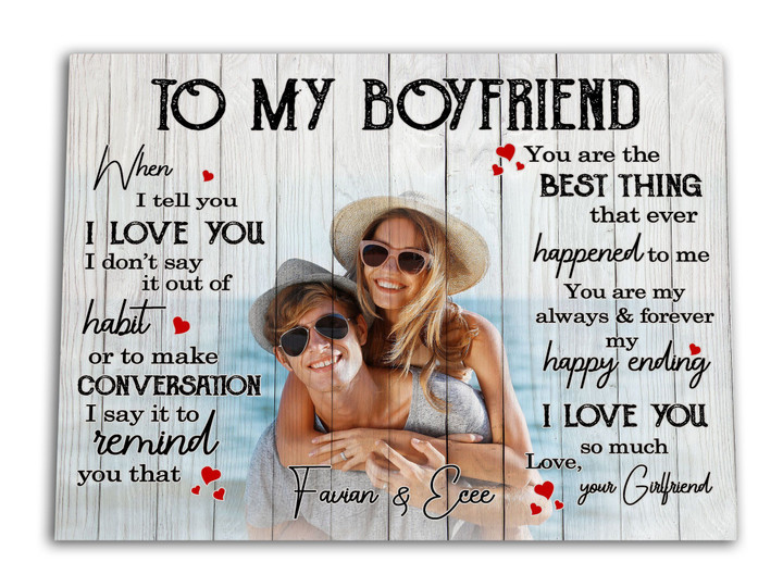 Love You So Much Gift For Boyfriend Custom Name And Photo Matte Canvas