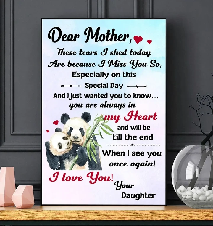 Panda Always In My Heart Daughter Gift For Mother Matte Canvas