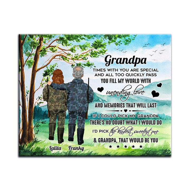 You Fill My World With Love Hunting Custom Name Matte Canvas Granddaughter Gift For Grandpa