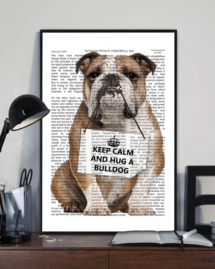 Bulldog Newspaper Keep Calm Gift For Dog Lovers Matte Canvas