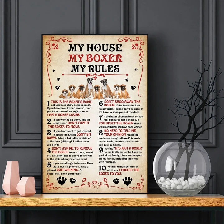 My House My Dog My Rules Boxer Gift For Dog Lovers Matte Canvas