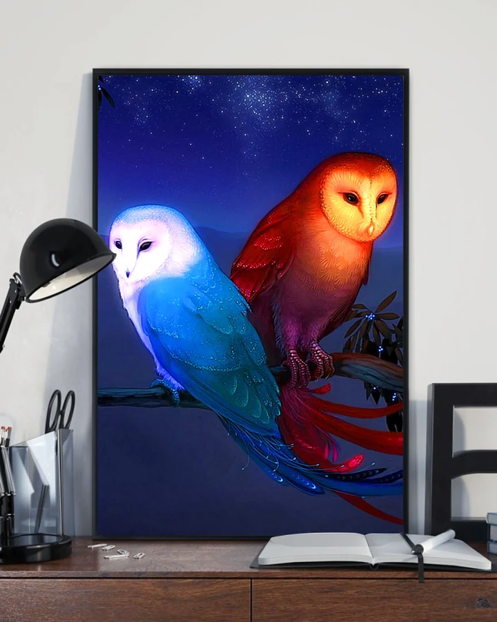 Owl Night Love Blue Night Matte Canvas Gift