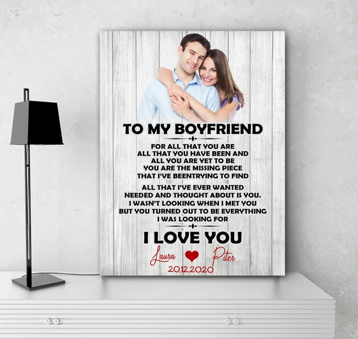 I Love You Gift For Boyfriend Custom Name And Photo And Number Matte Canvas