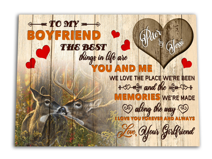 Love You Forever Gift For Boyfriend Deer Custom Name Matte Canvas