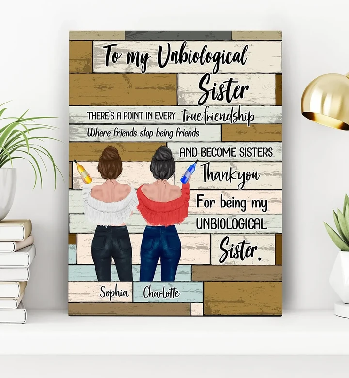 Gift For Unbiological Sister Thank You Custom Name Matte Canvas