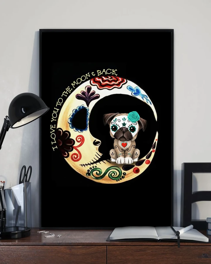 Day Of Dead Love You To The Moon Matte Canvas Pitbull