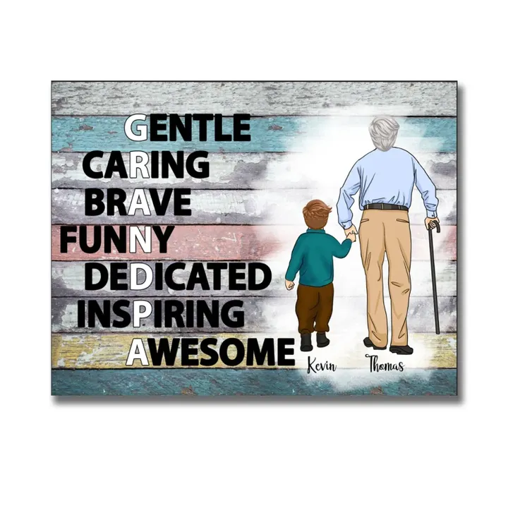 The Characteristics Of A Grandpa Custom Name Matte Canvas Gift For Family