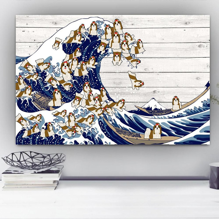 Shih Tzu The Great Wave Matte Canvas Gift For Dog Lovers