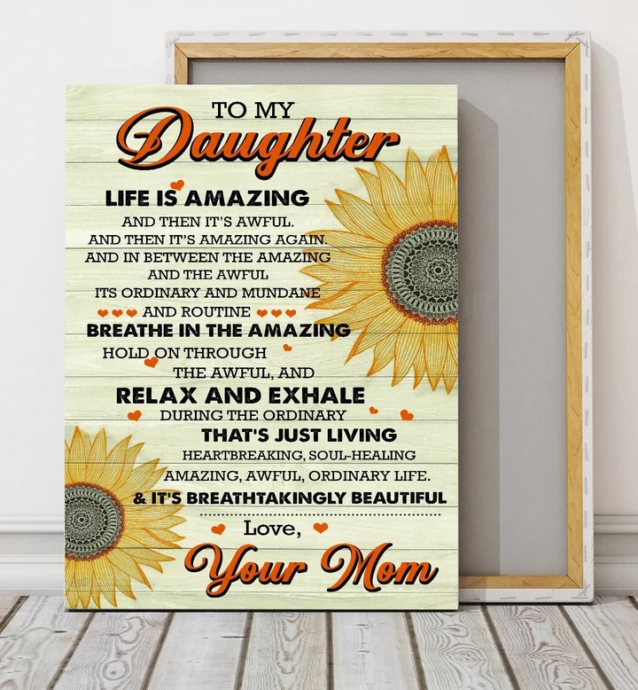 Mom Gift For Daughter Matte Canvas Sunflower Life Is Amazing