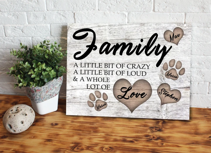 Family Paw Love Custom Name Matte Canvas Gift For Dog Lovers