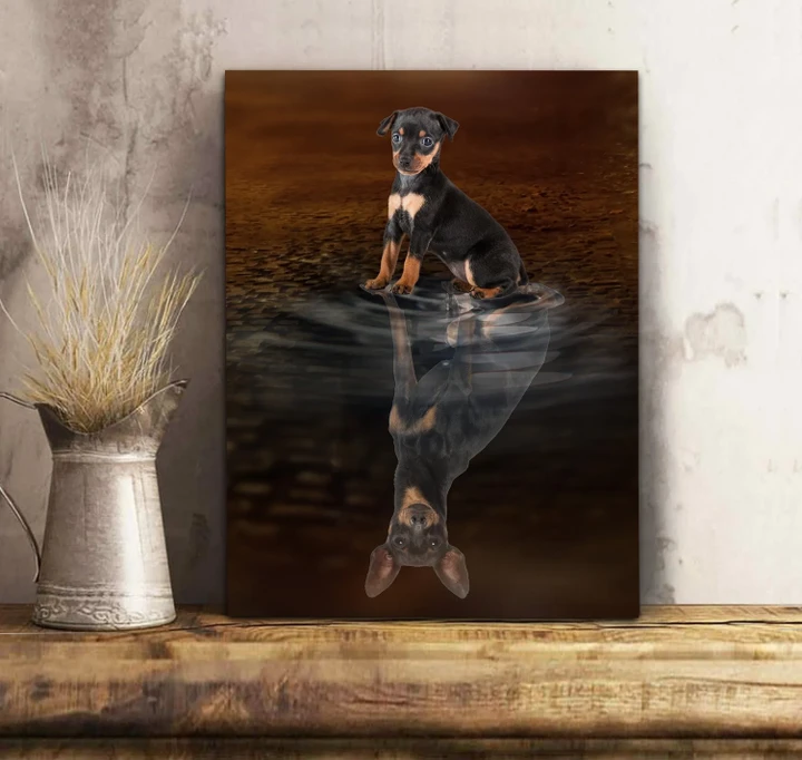 Shadow Miniature Pinscher Reflection Matte Canvas Gift For Dog Lovers