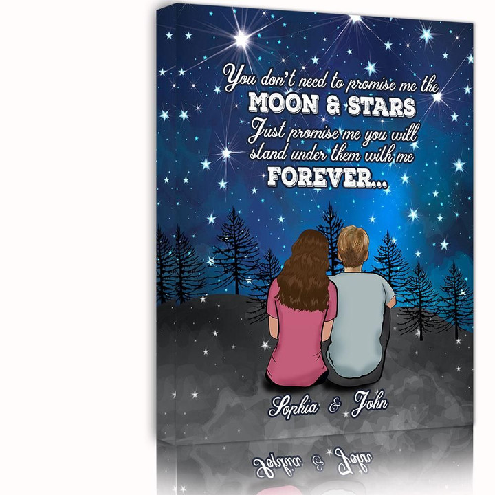 Forever Moon And Stars Gift For Lover Custom Name Matte Canvas