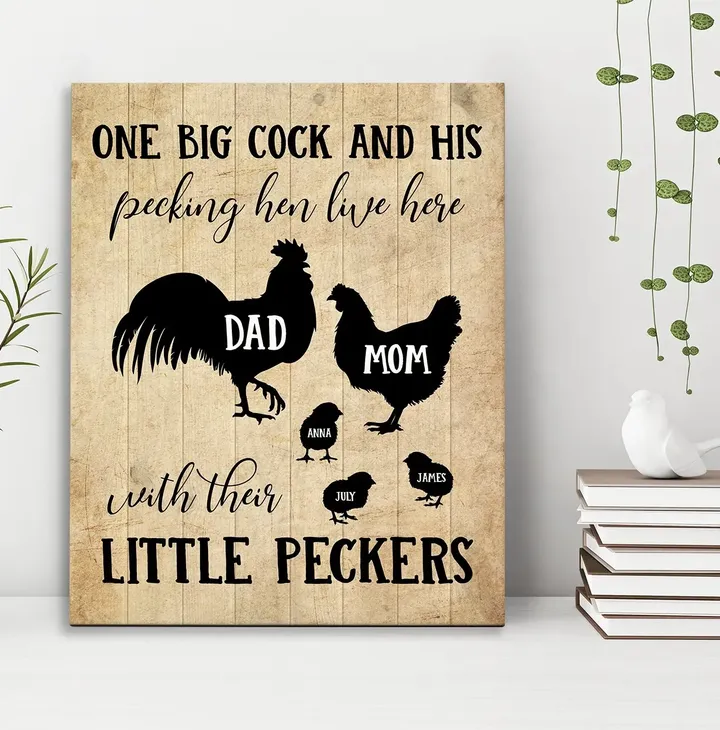 One Big Cock Chicken Family Custom Name Matte Canvas Gift