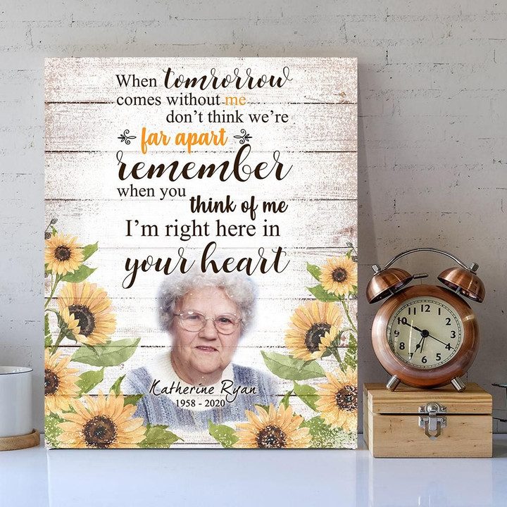 Custom Photo And Name Gift For Grandma Matte Canvas Right Here In Your Heart
