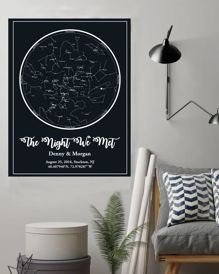 Star Map The Night We Met Custom Name And Number Matte Canvas