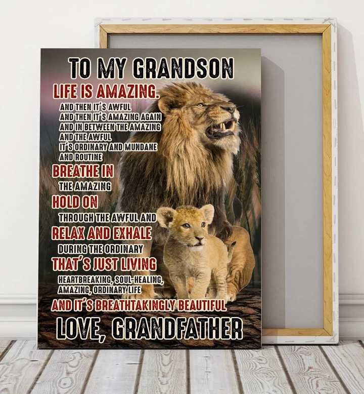 Lion Grandfather Gift For Son Matte Canvas Life Is Amazing