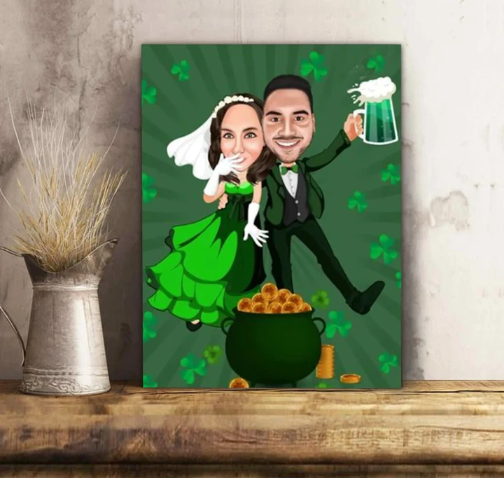St. Patrick's Day Pot Of God Custom Photo Gift For Lovers Matte Canvas