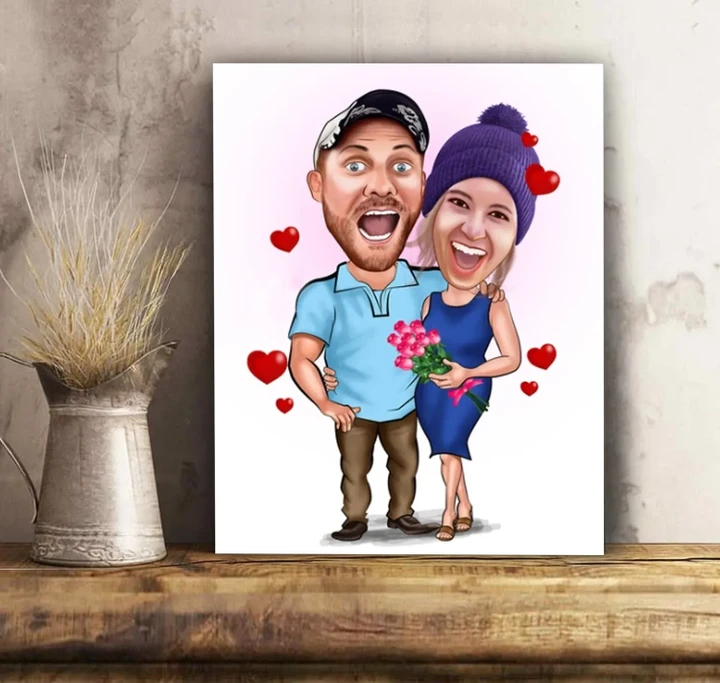 Funny Couple Custom Photo Matte Canvas Gift For Lover