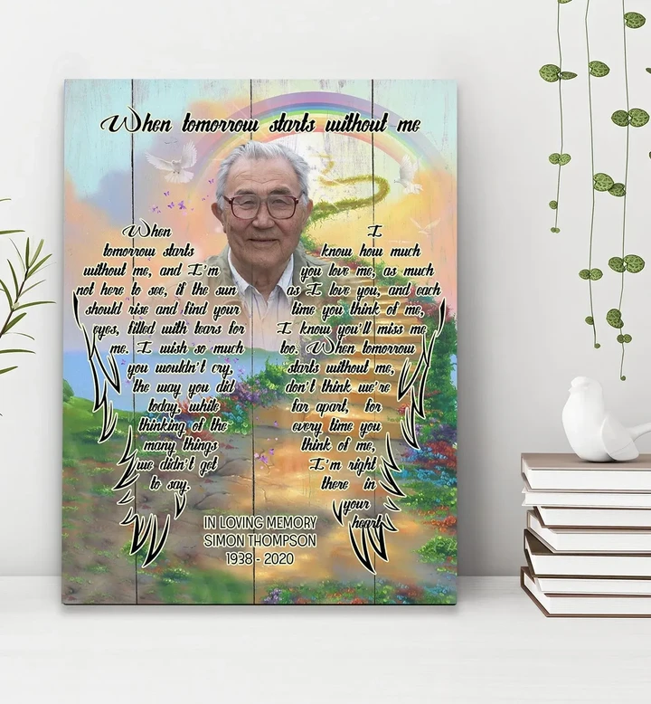 When Tomorrow Stars Without Me Gift For Angel Grandpa Custom Name And Number And Photo Matte Canvas
