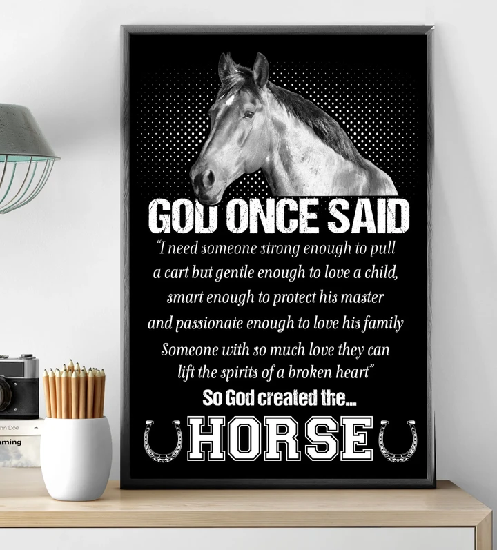 God Once Said Horse Black And White Matte Canvas Gift