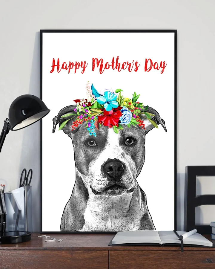 Gift For Mother Matte Canvas American Staffordshire Terrier Happy Mother Day