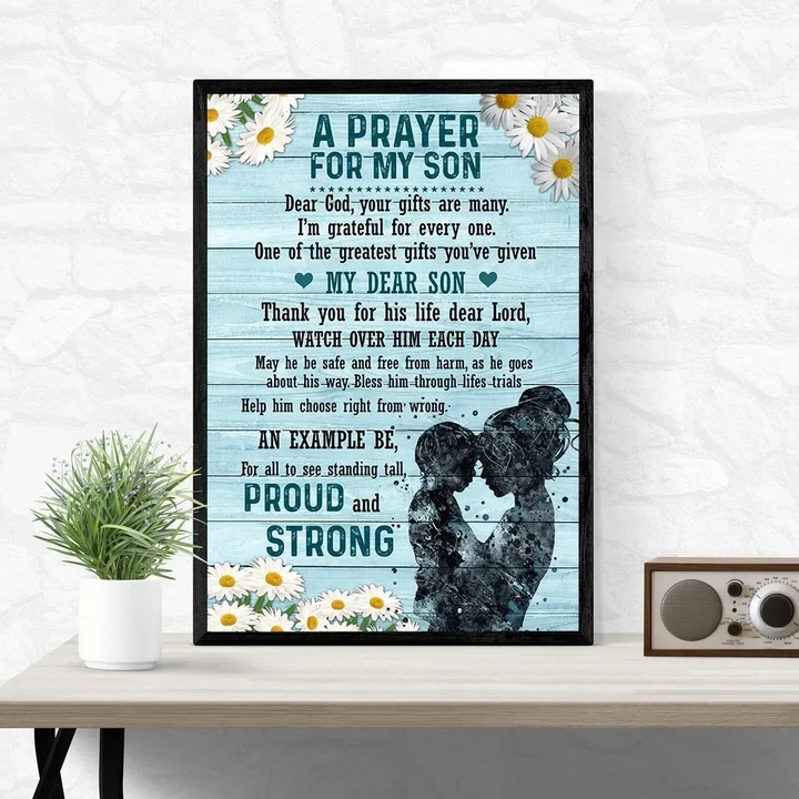 A Prayer For My Son Proud And Strong Mom Gift For Son Matte Canvas