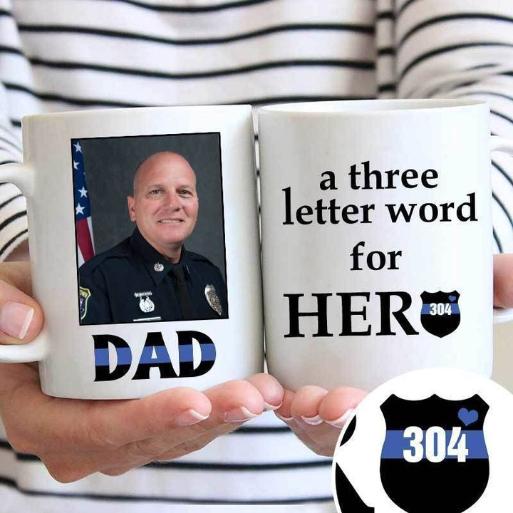 Police Officer Dad Is A Three Letter Word For Hero Gift For Dad Custom Name Printed Mug