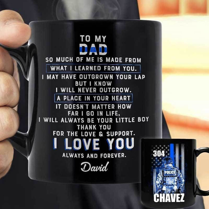 I Love You Always And Forever Thin Blue Line Gift For Dad Custom Name Printed Mug
