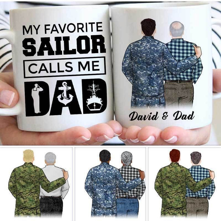 My Favorite Navy Sailor Calls Me Dad Gift For Dad Custom Name Printed Mug