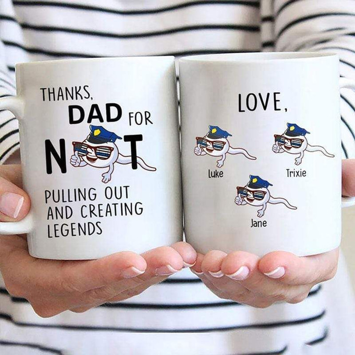 Thank You Dad For Creating Legends Thin Blue Line Gift For Dad Custom Name Printed Mug