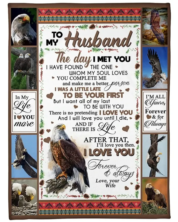Wife Gift For Husband Eagle I Love You More Sherpa Fleece Blanket