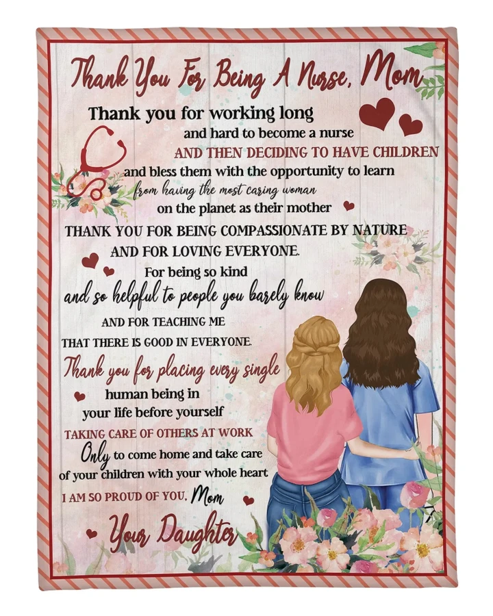 Thank You For Being A Nurse Gift For Mom Sherpa Fleece Blanket