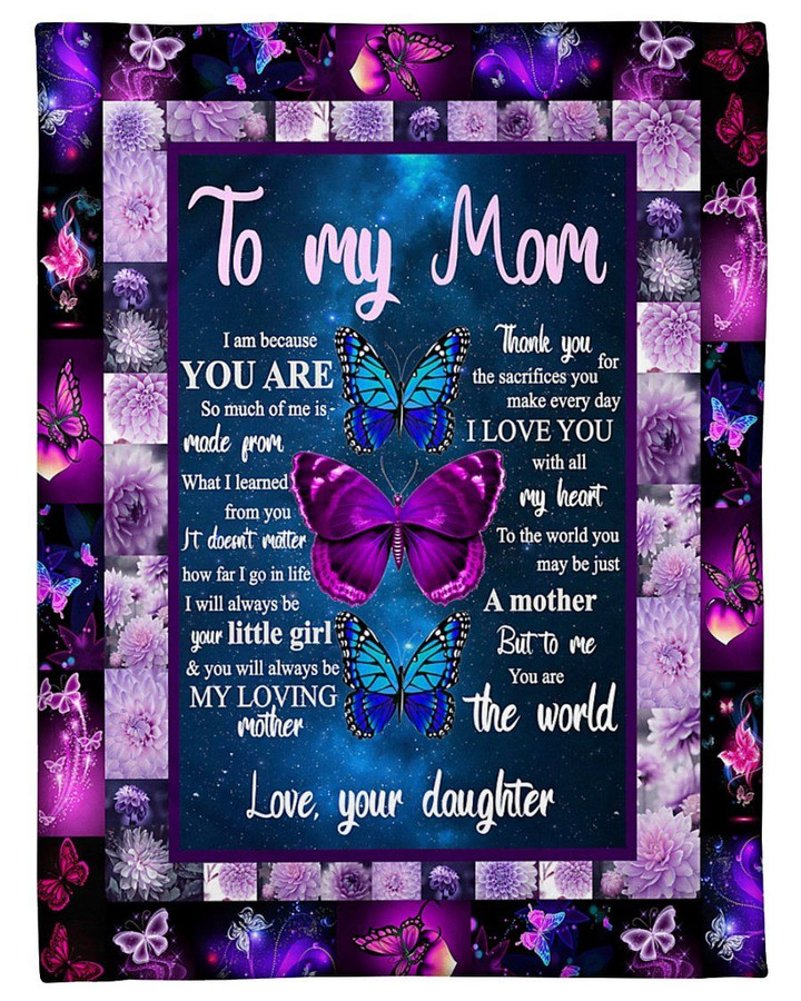 Butterfly Gift For Mom To Me You Are The World Sherpa Fleece Blanket