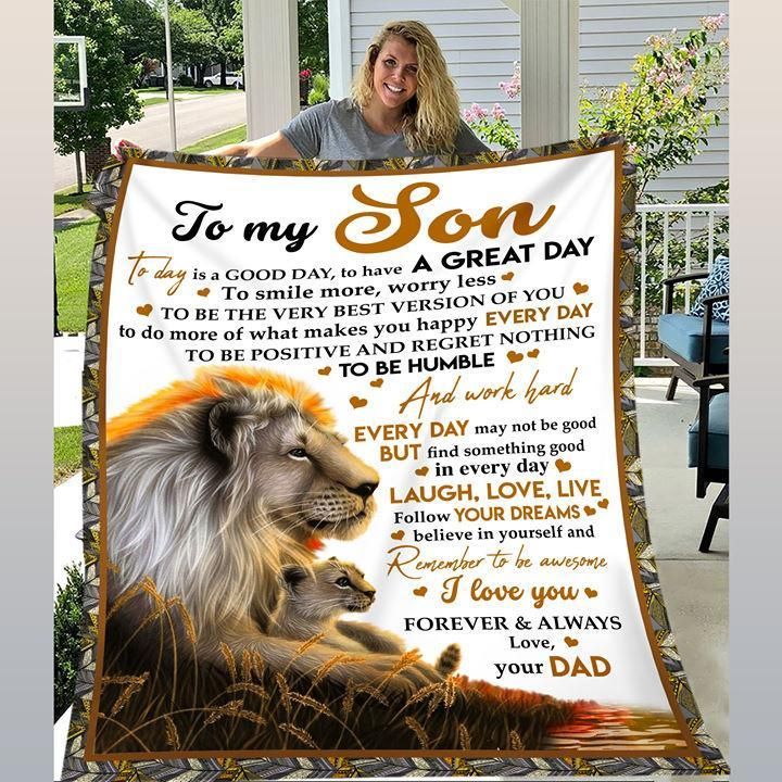 Dad Gift For Son Lion Love You Always Sherpa Fleece Blanket