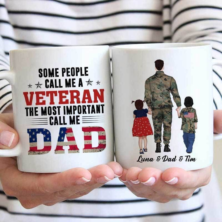 The Most Important Calls Me Dad Veteran Gift For Dad Custom Name Printed Mug