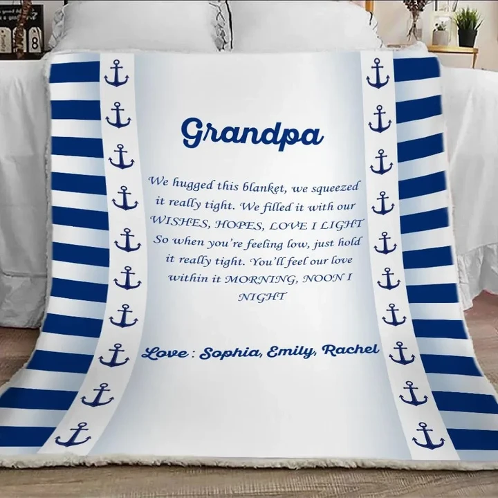 Gift For Grandpa We Hugged This Blanket Custom Name Sherpa Fleece Blanket