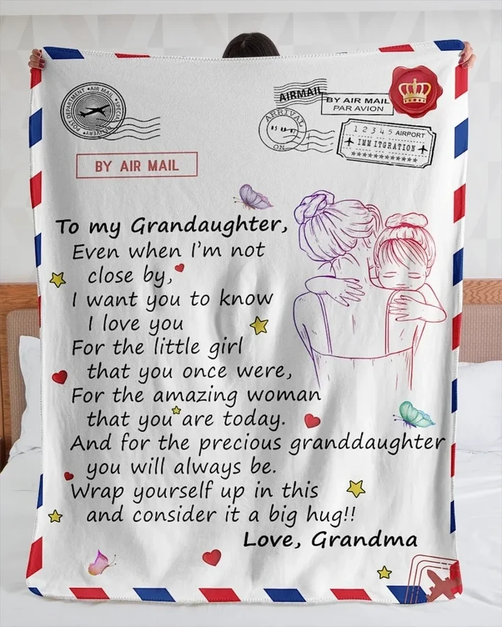 Letter Grandma Gift For Granddaughter I Love You Sherpa Fleece Blanket