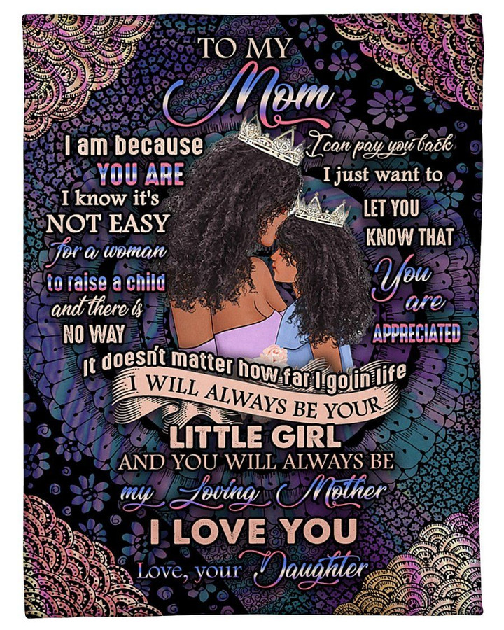 Mandala Gift For Black Mom I Love You Sherpa Fleece Blanket