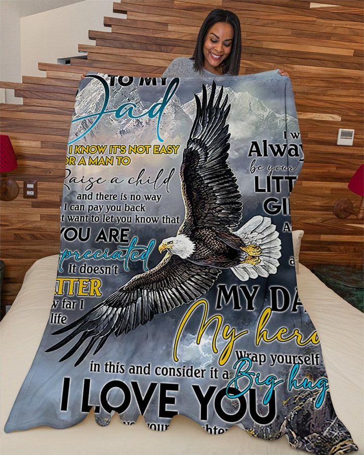 Eagle Daughter Gift For Dad I Will Always Be Your Little Girl Sherpa Fleece Blanket