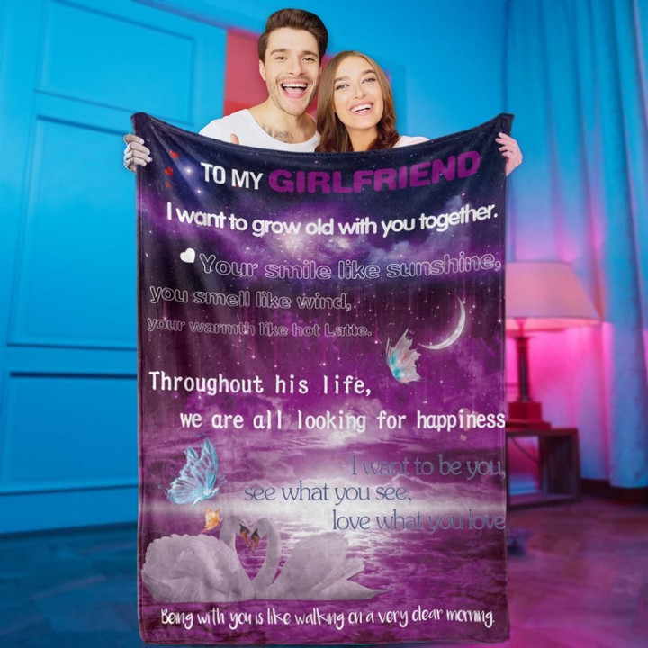 Romantic Purple Color Gift For Girlfriend Sherpa Fleece Blanket