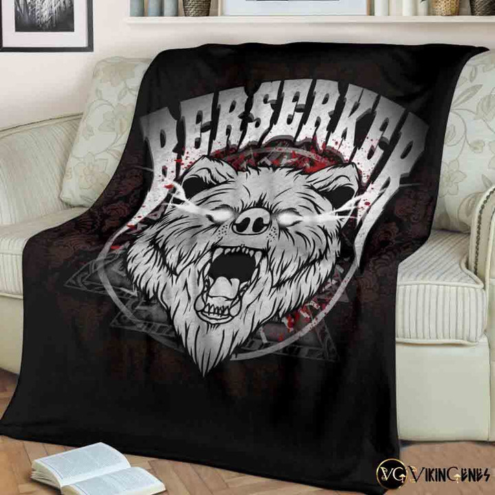 Berserker The Bear's Head Pattern Sherpa Fleece Blanket
