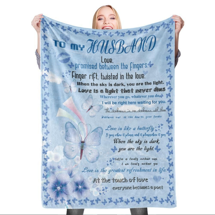 The Message To My Husband Blue Color Gift For Husband Sherpa Fleece Blanket