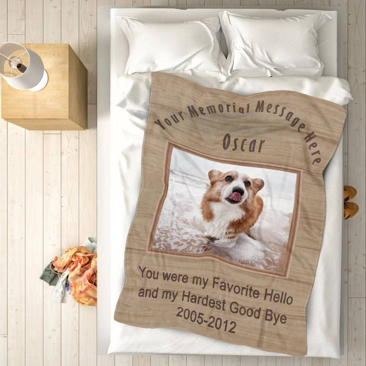 Dog Cat Pet Lover Memorial Gifts Custom Name Custom Photo Sherpa Fleece Blanket