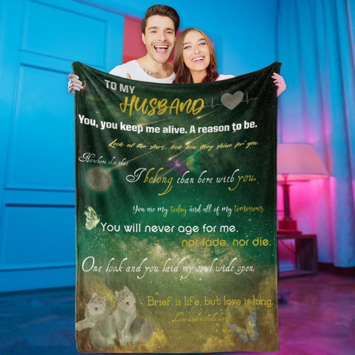 Star In The Galaxy Pattern Message To My Husband Gifts For Husband Sherpa Fleece Blanket
