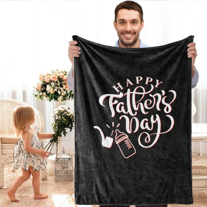 Father's Day Theme Black Gift For Dad Sherpa Fleece Blanket