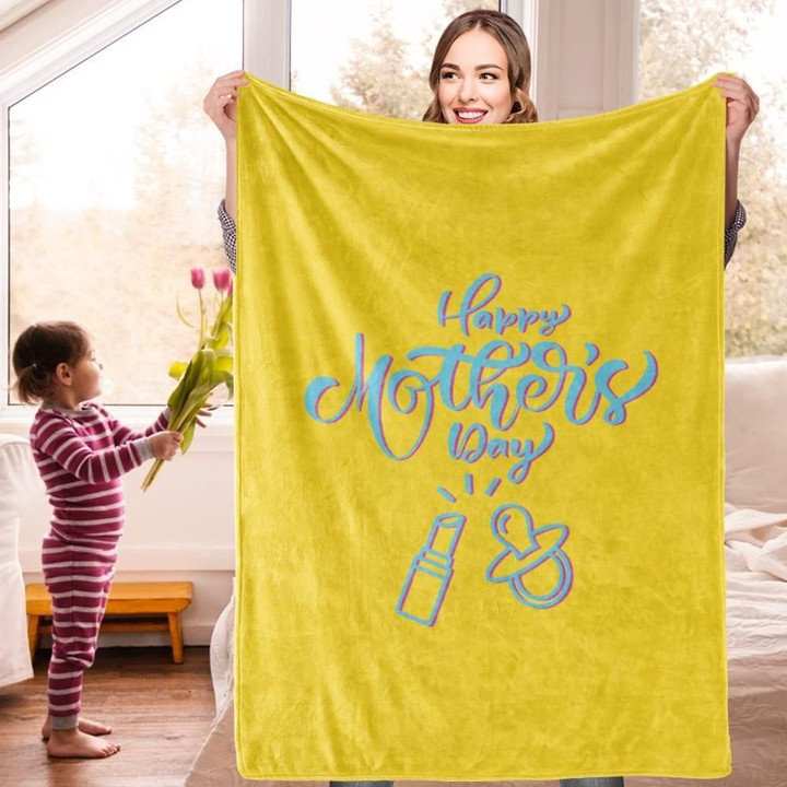 Happy Mother's Day A Heartwarming Yellow Color Gift For Mom Sherpa Fleece Blanket